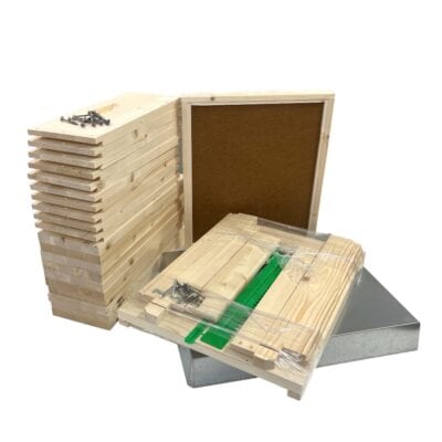 Bienen Janisch, DIY Bienenstockset mit EM Quadrat Flachzarge, Holzrahmen und Montagematerial.