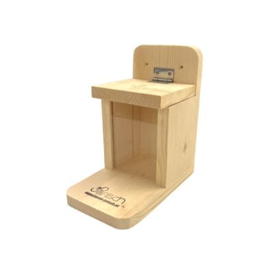 Eichhörnchen-Futterstation im Bausatz, aus Holz gefertigt, für Vögel und Eichhörnchen.