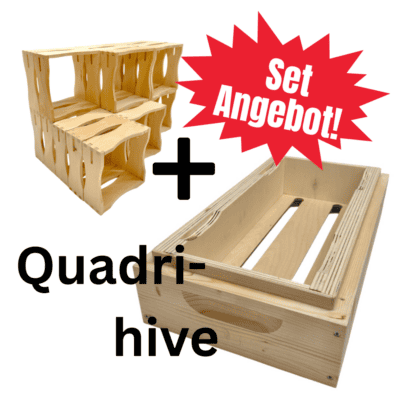 Set aus Blumenbeet und Bienenstock für den Garten.